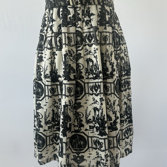 SAMANTHA SUNG  Black and Ivory Ancient Roman Print A Line Dress, Sz: 4 (b43) - Picture 2 of 13